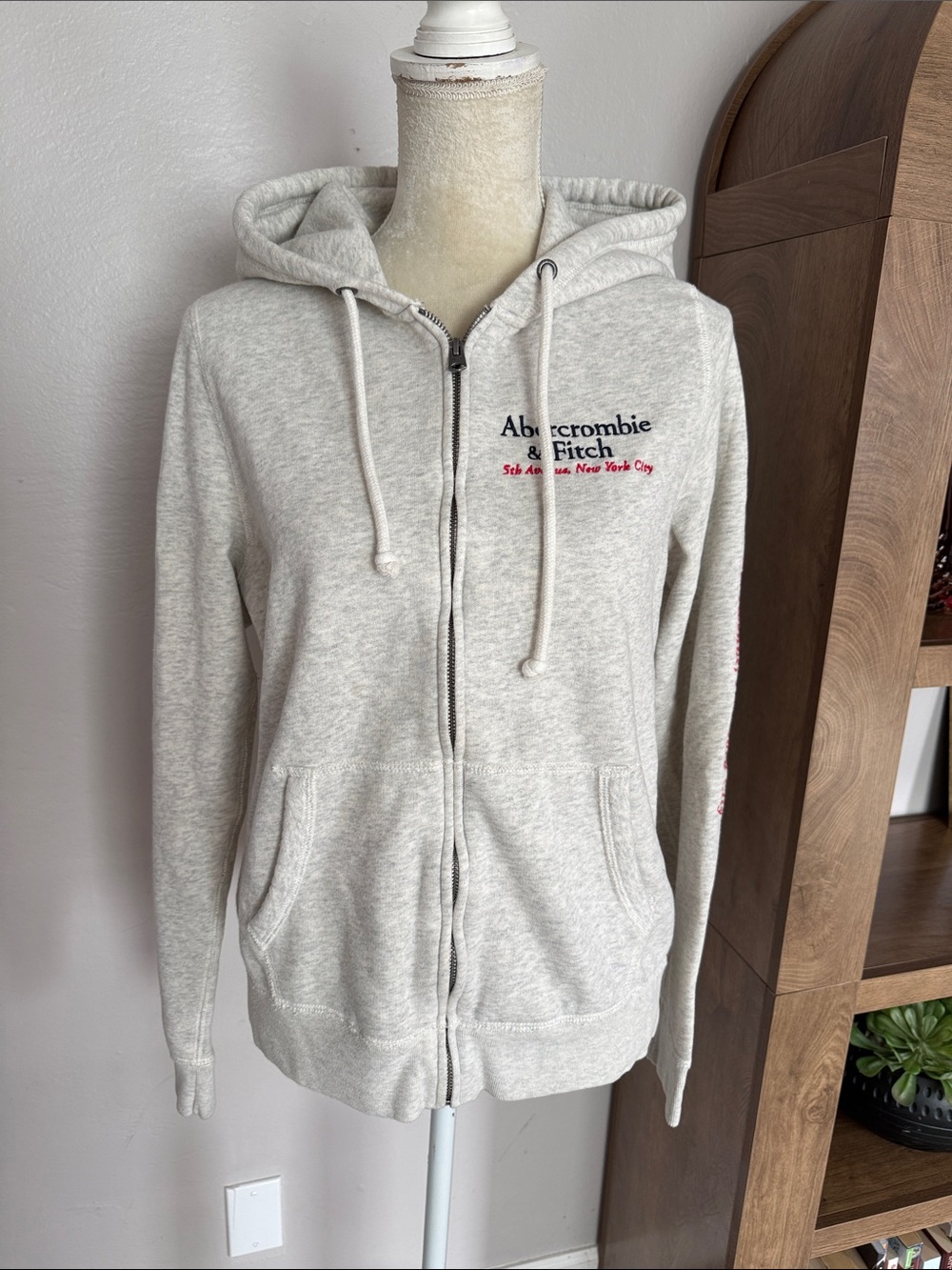 Abercrombie & Fitch 5th Avenue New York City Zip Hoodie with USA flag patch